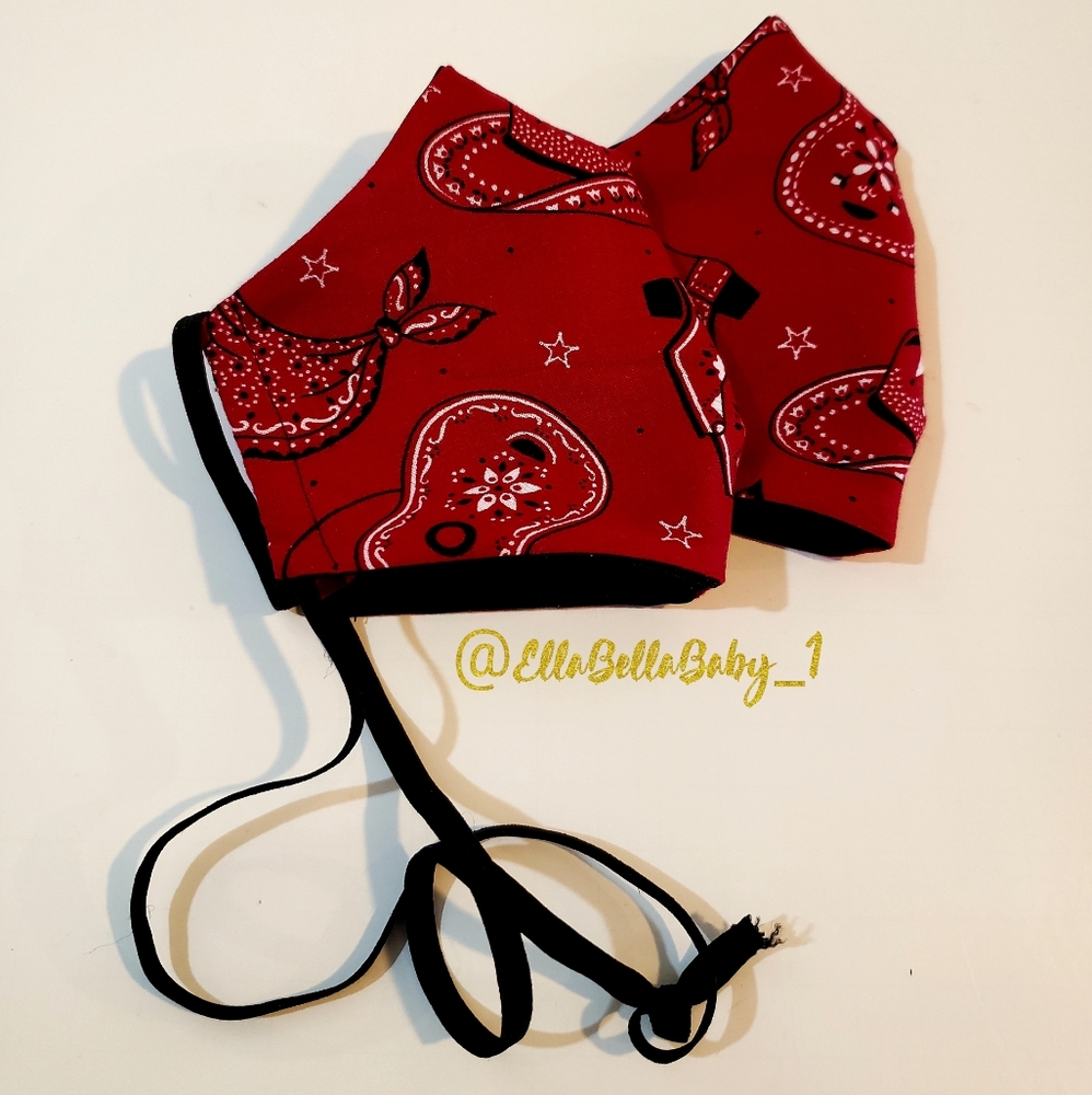 Red Bandana Face Mask with Filter Cowgirl - Picture 4 of 6